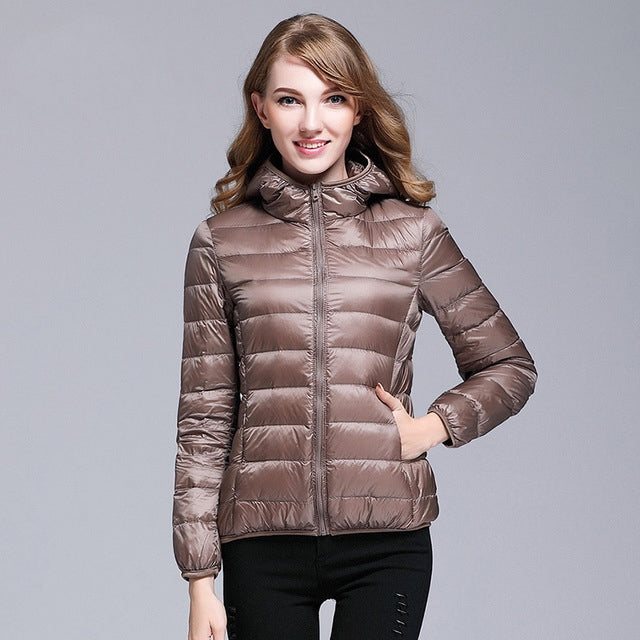 E0828#Women Down Hoodied Jackets