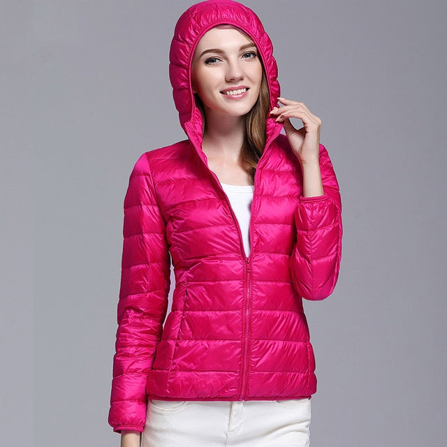 E0828#Women Down Hoodied Jackets