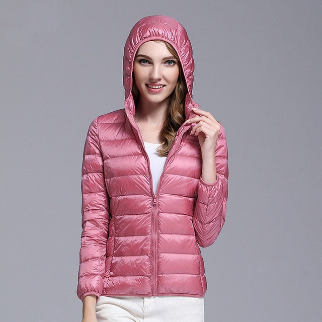 E0828#Women Down Hoodied Jackets