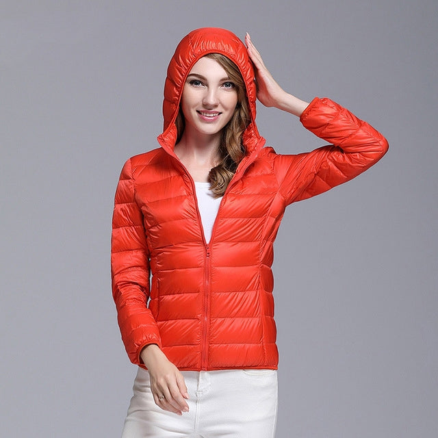 E0828#Women Down Hoodied Jackets